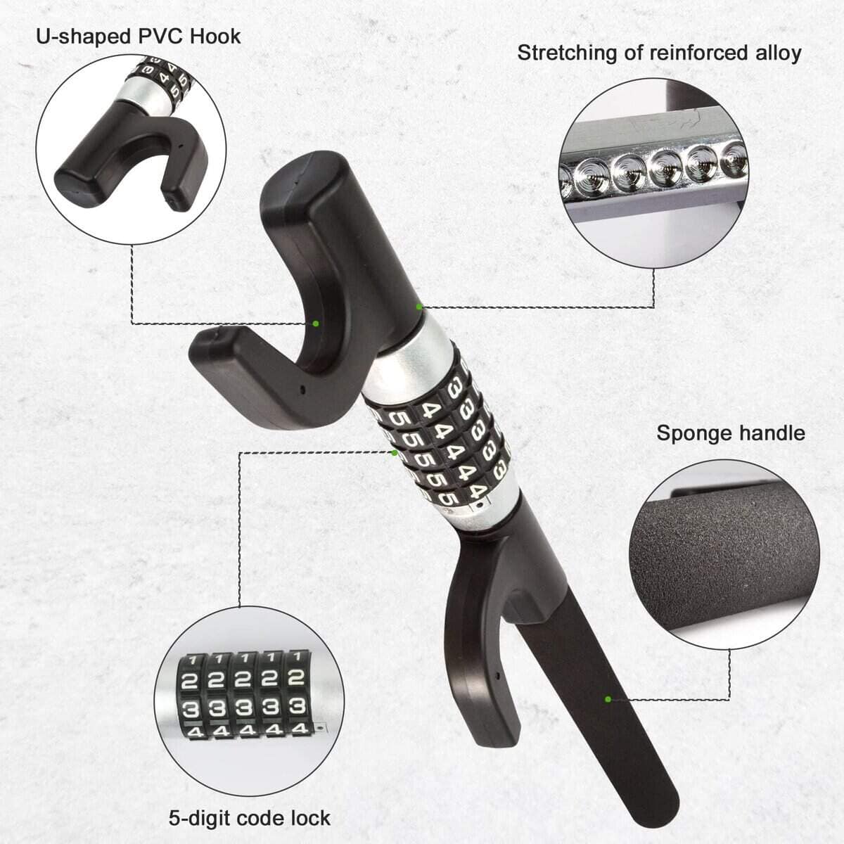 Vechkom Bloqueo de Volante sin Llave Contraseña Código de - Imagen 5