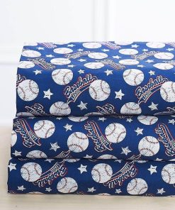 Juego de Sábanas de 4 Piezas con Estampado de Béisbol en