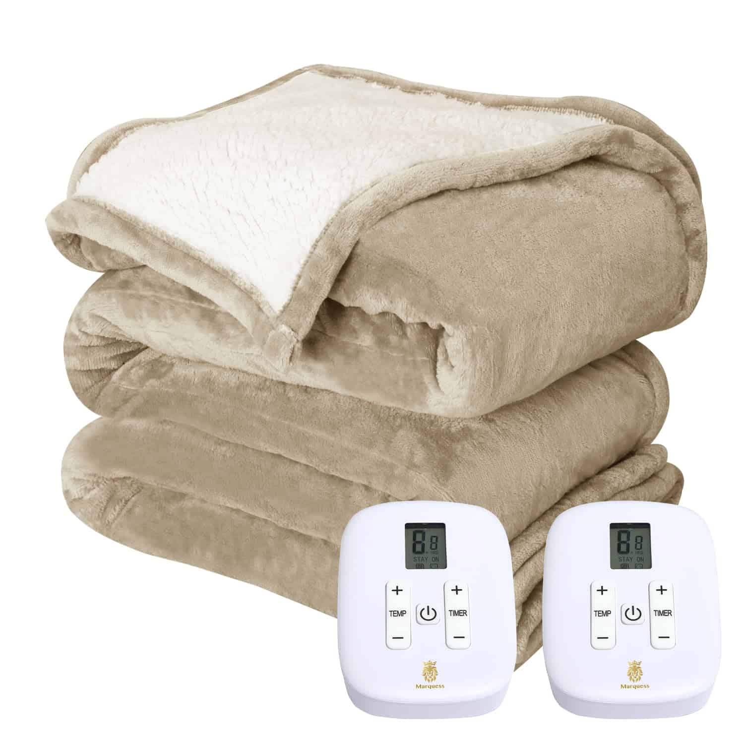 Manta eléctrica de felpa de microfibra Sherpa reversible y