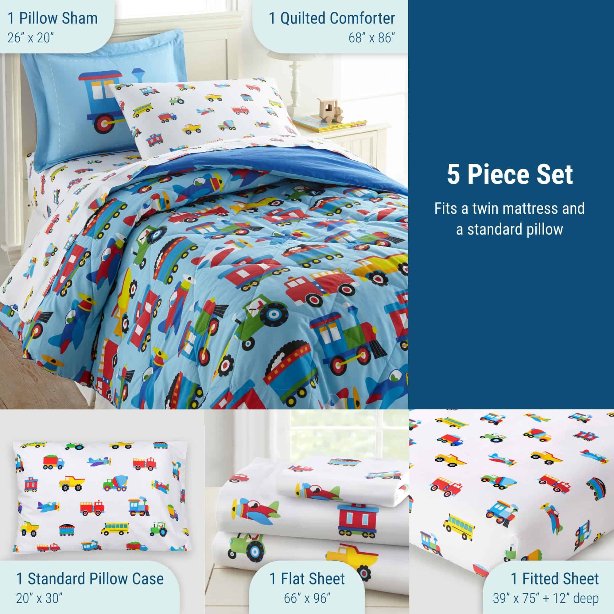 Wildkin 100% Algodón 5 Piezas Juego de Cama Twin para Niños - Imagen 4