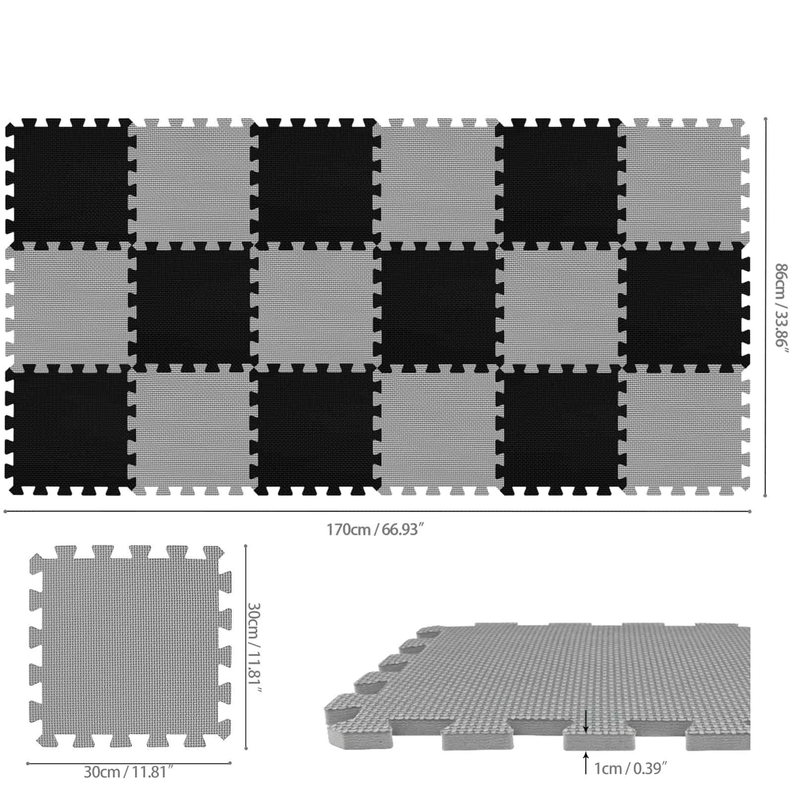 qqpp EVA Goma 18 Azulejos Rompecabezas Alfombrillas de - Imagen 3