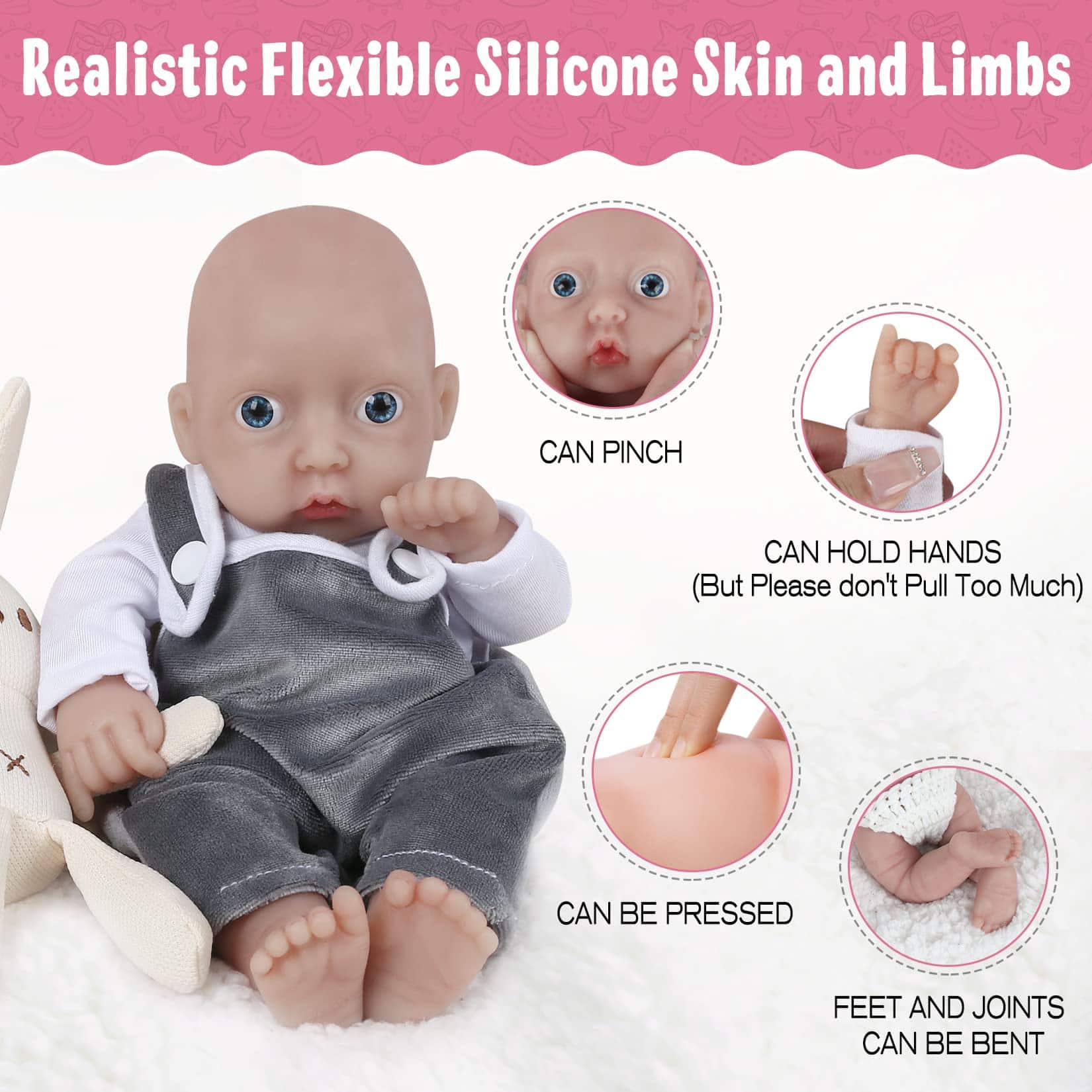 Muñeco de bebé de silicona Vollence de 11 pulgadas, Muñeco - Imagen 5