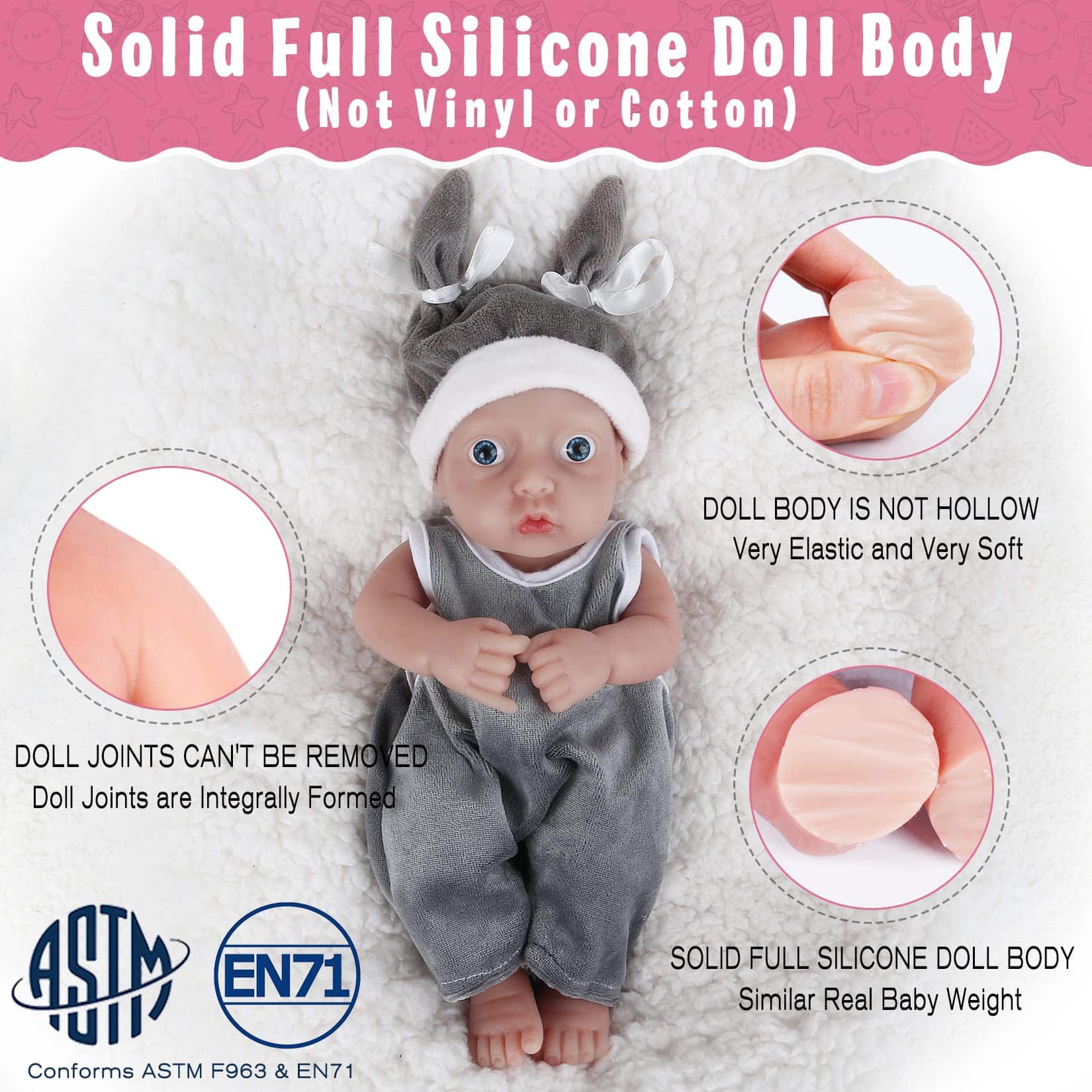 Muñeco de bebé de silicona Vollence de 11 pulgadas, Muñeco - Imagen 4