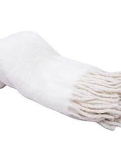 Karma Living Super Natural Throw con Flecos - Blanco
