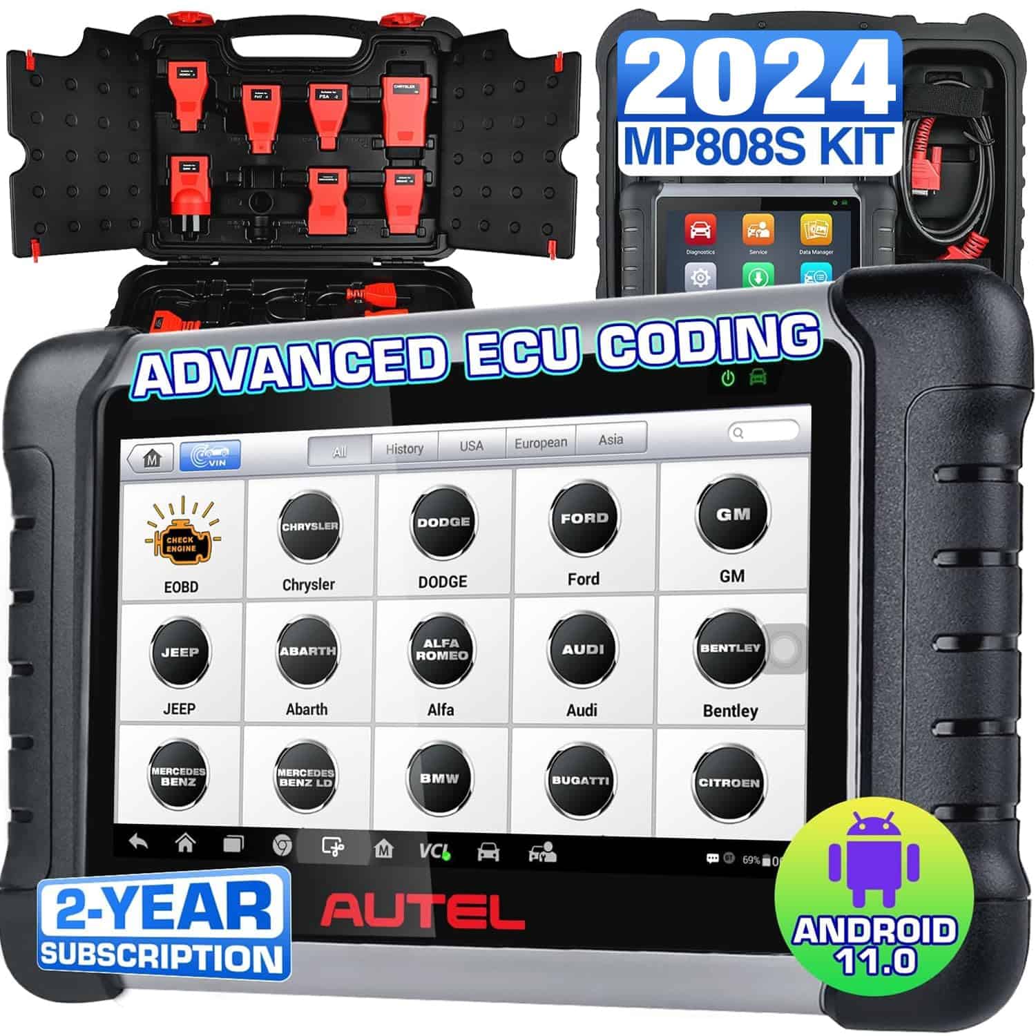 Autel MaxiPRO MP808S PRO Ver. c/ 11 Adaptadores OBD,