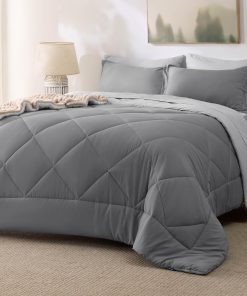 Juego de edredón Queen Bedsure - 7 Piezas Reversible Gris,