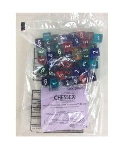 Chessex Translucent: Bolsa de 50 D6 poliédricos surtidos