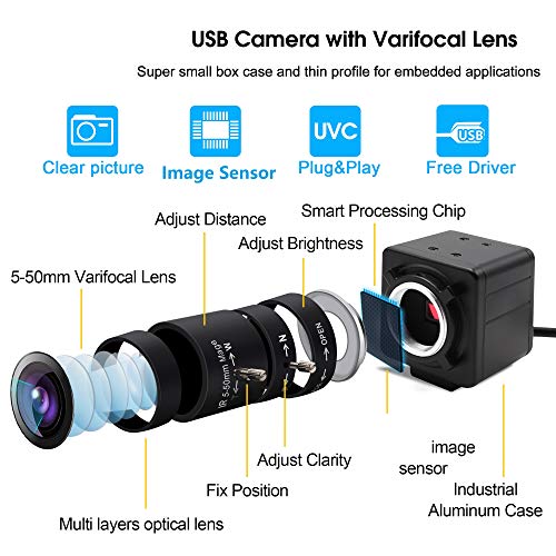 Cámara USB de 2MP con lente varifocal de 5-50 mm HD 1080P - Imagen 6