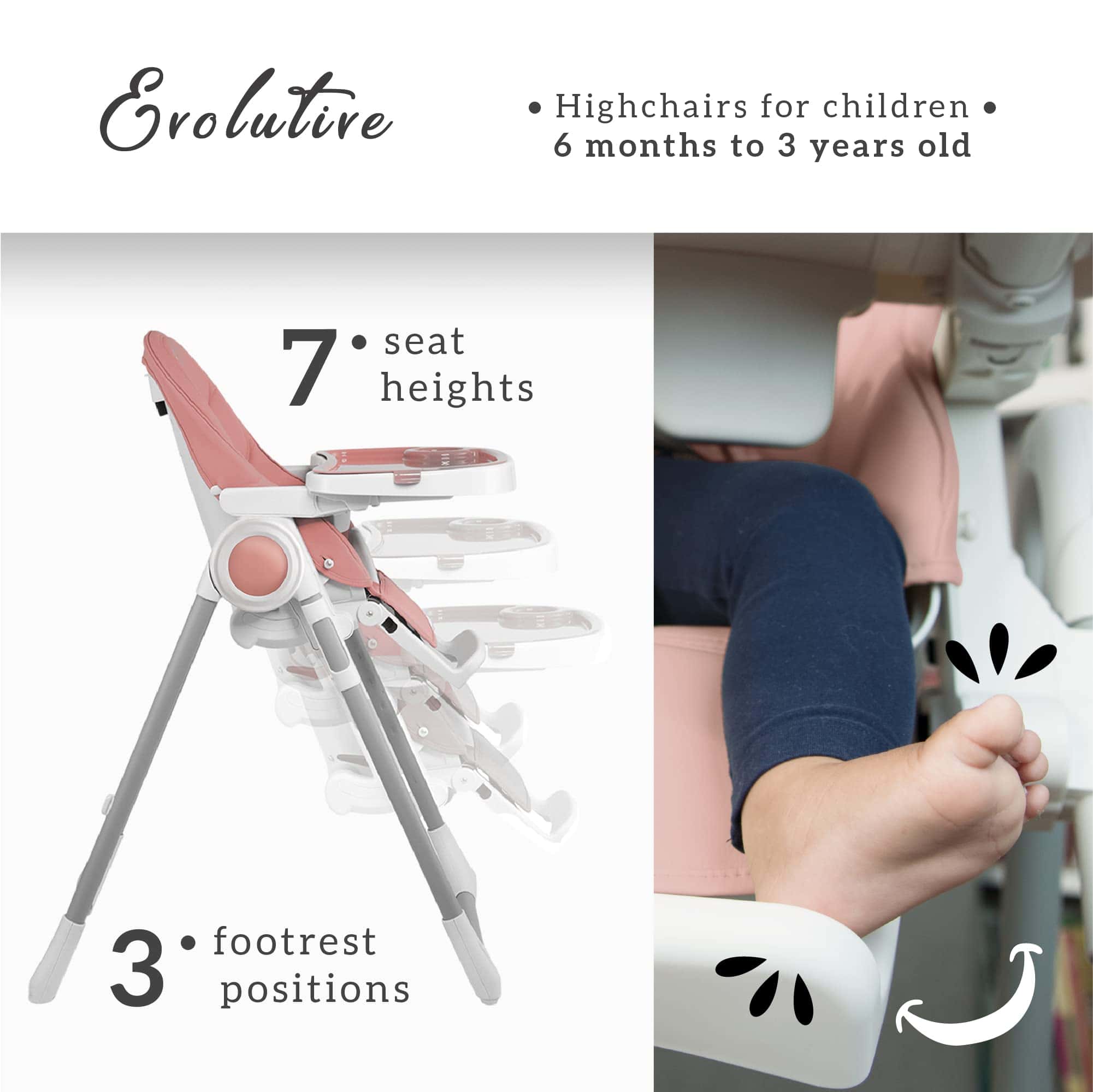 Sweety Fox Silla Alta para Bebé Ajustable a 7 Alturas - Imagen 4