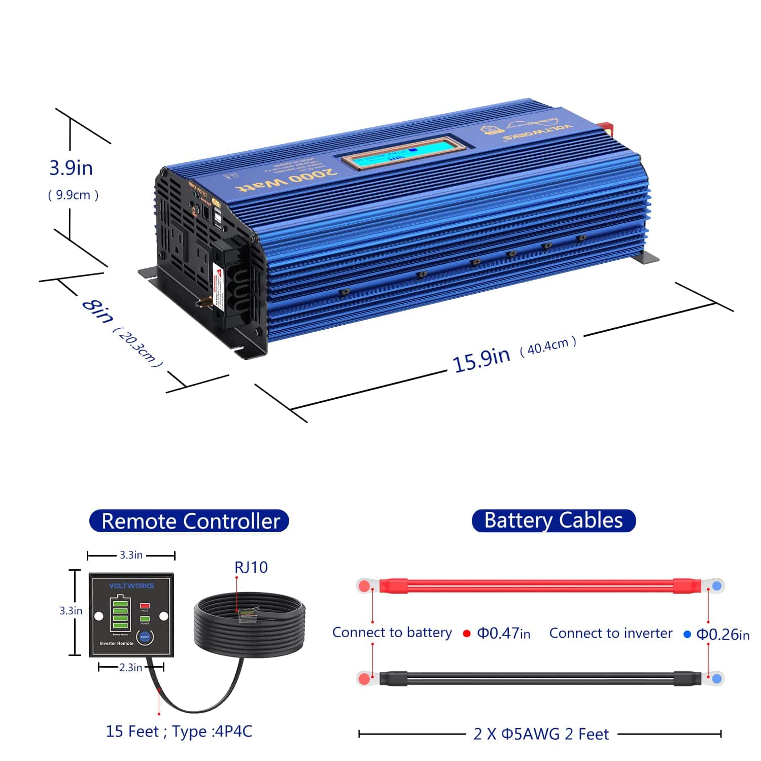 Inversor de Corriente 2000w DC 12V a AC 120V ETL UL458 Onda - Imagen 4