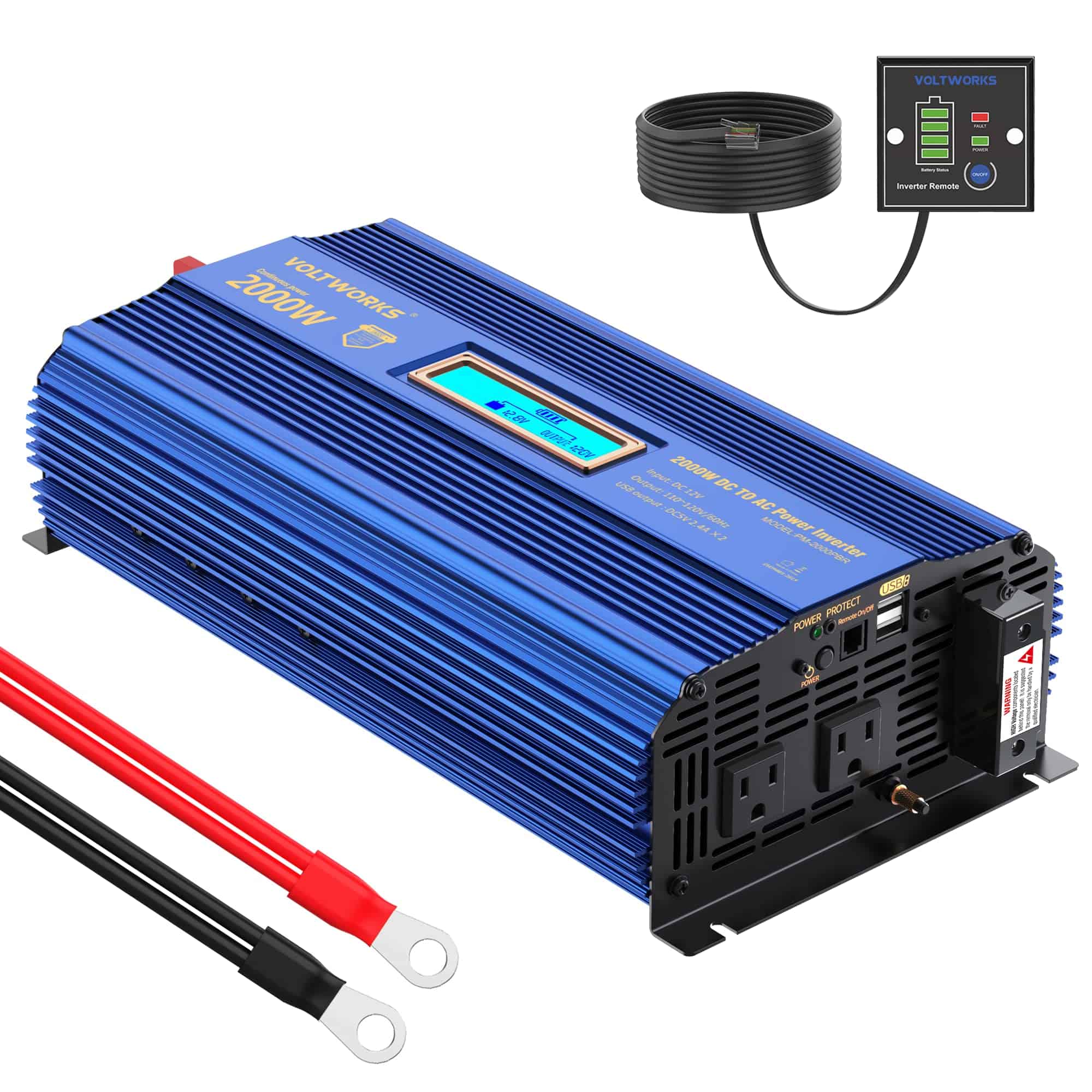 Inversor de Corriente 2000w DC 12V a AC 120V ETL UL458 Onda