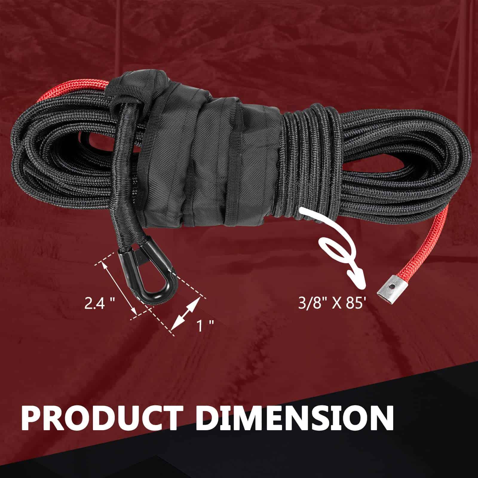 Cuerda sintética para winch BUNKER INDUST 3/8" x 85', Cable - Imagen 5