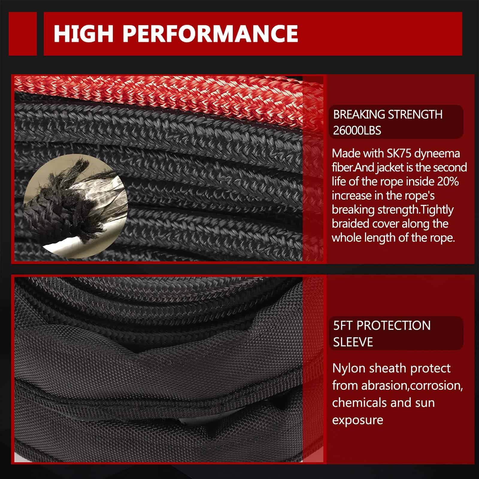 Cuerda sintética para winch BUNKER INDUST 3/8" x 85', Cable - Imagen 3