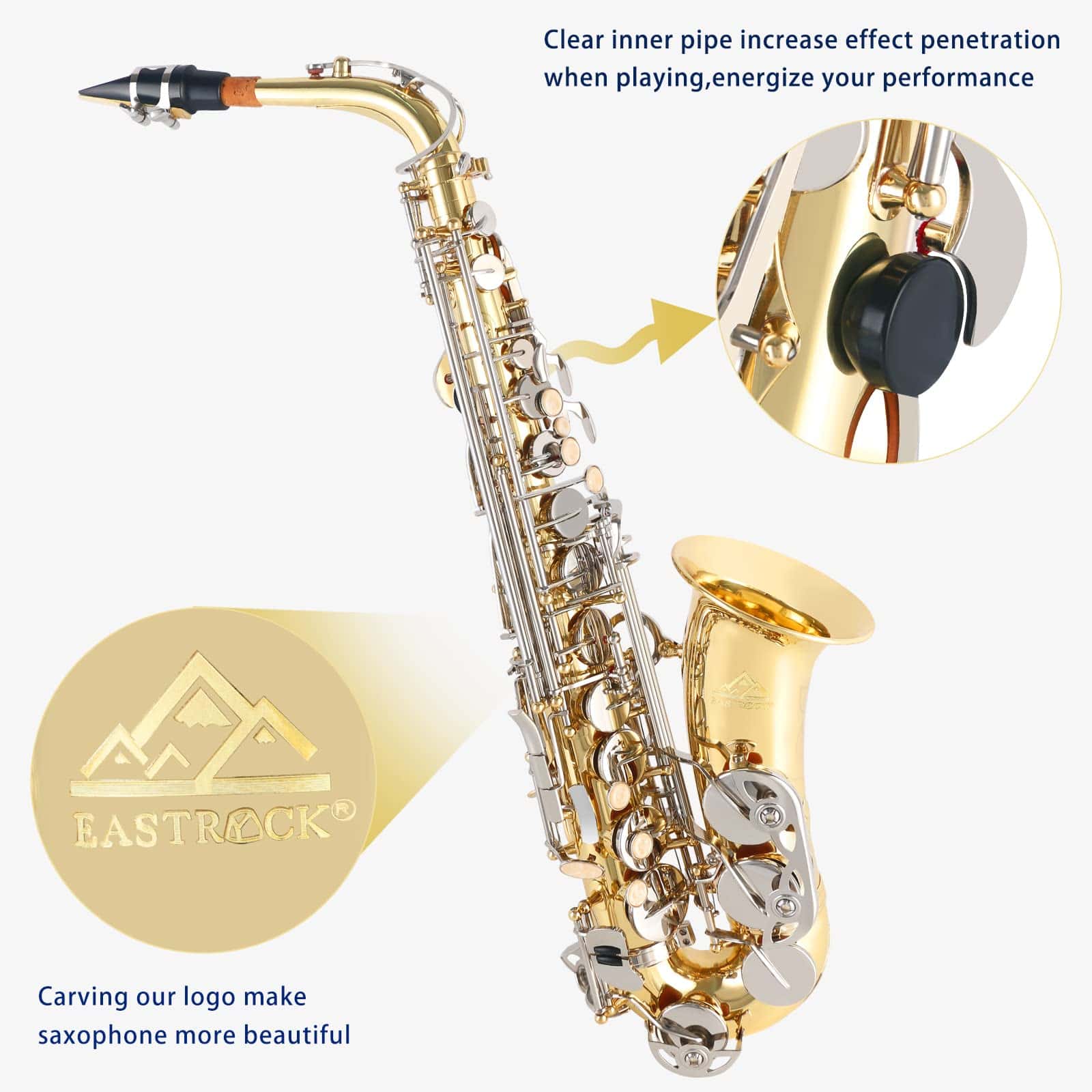 Saxofón Alto EASTROCK en Mi bemol con acabado antiguo Kit - Imagen 4