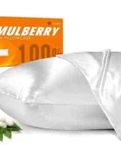 Funda de Almohada 100% Seda de Morera para -Blanco