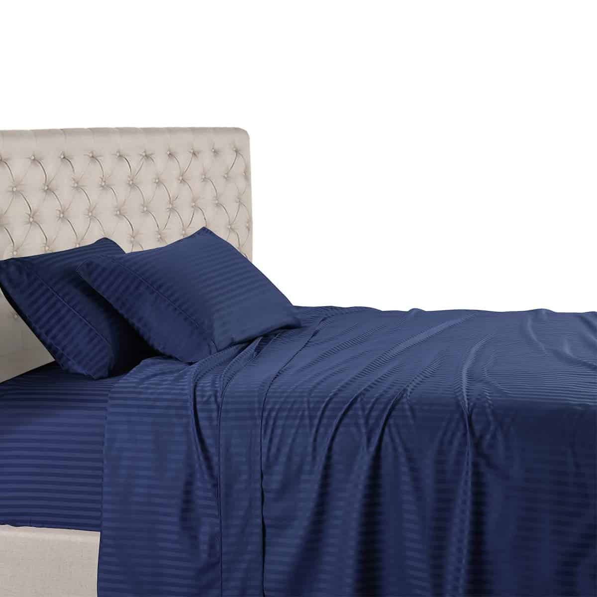 Juego de sábanas a rayas Royal Hotel Bedding - -Azul marino