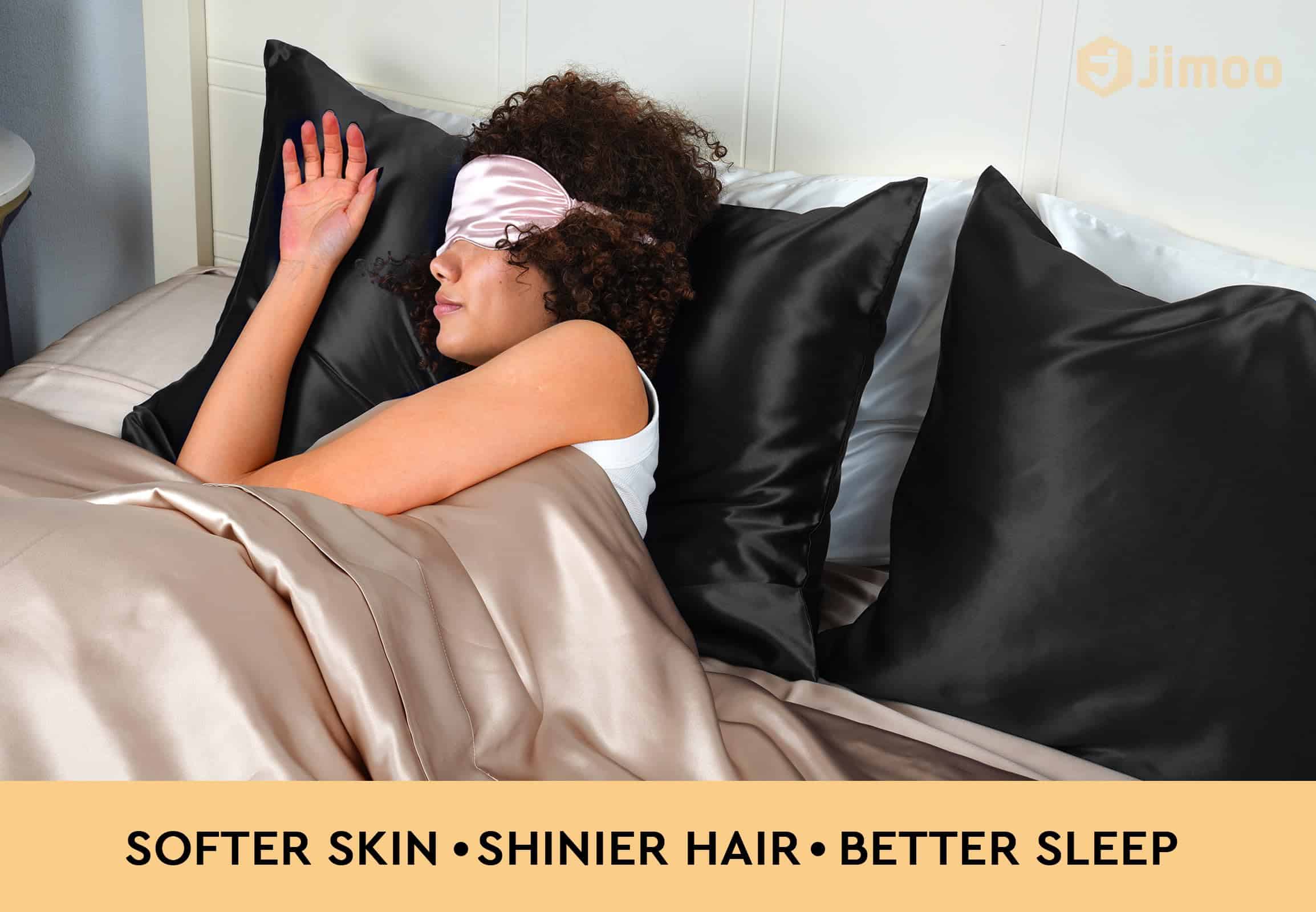 Funda de Almohada de Seda 100% Morera para -Negro - Imagen 4