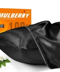 Funda de Almohada de Seda 100% Morera para -Negro