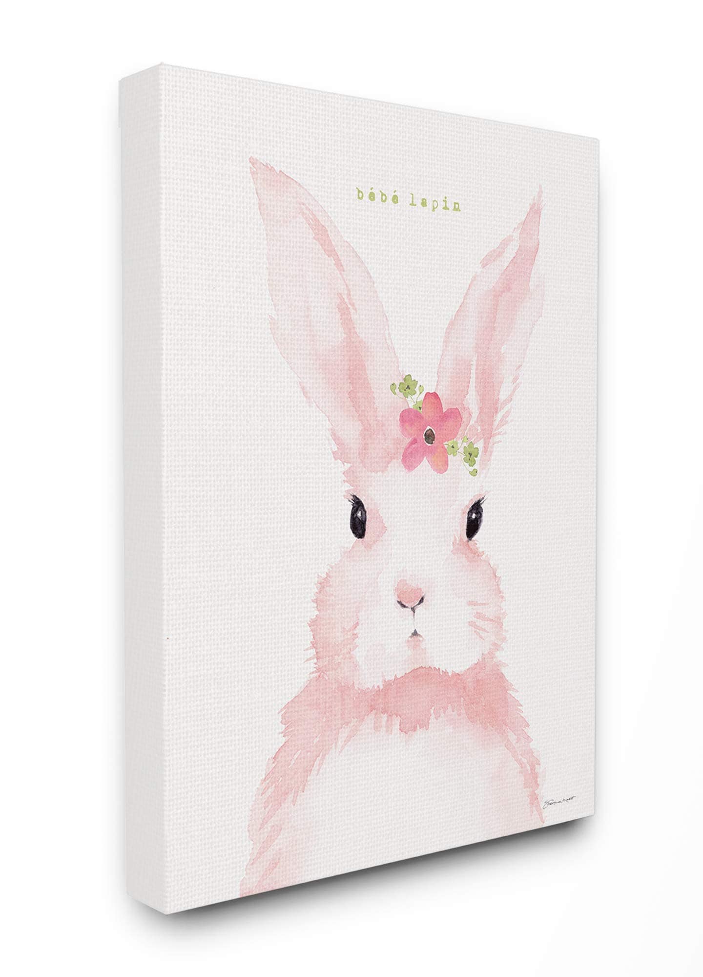 Stupell Industries Baby Lapin Conejito rosa de acuarela con