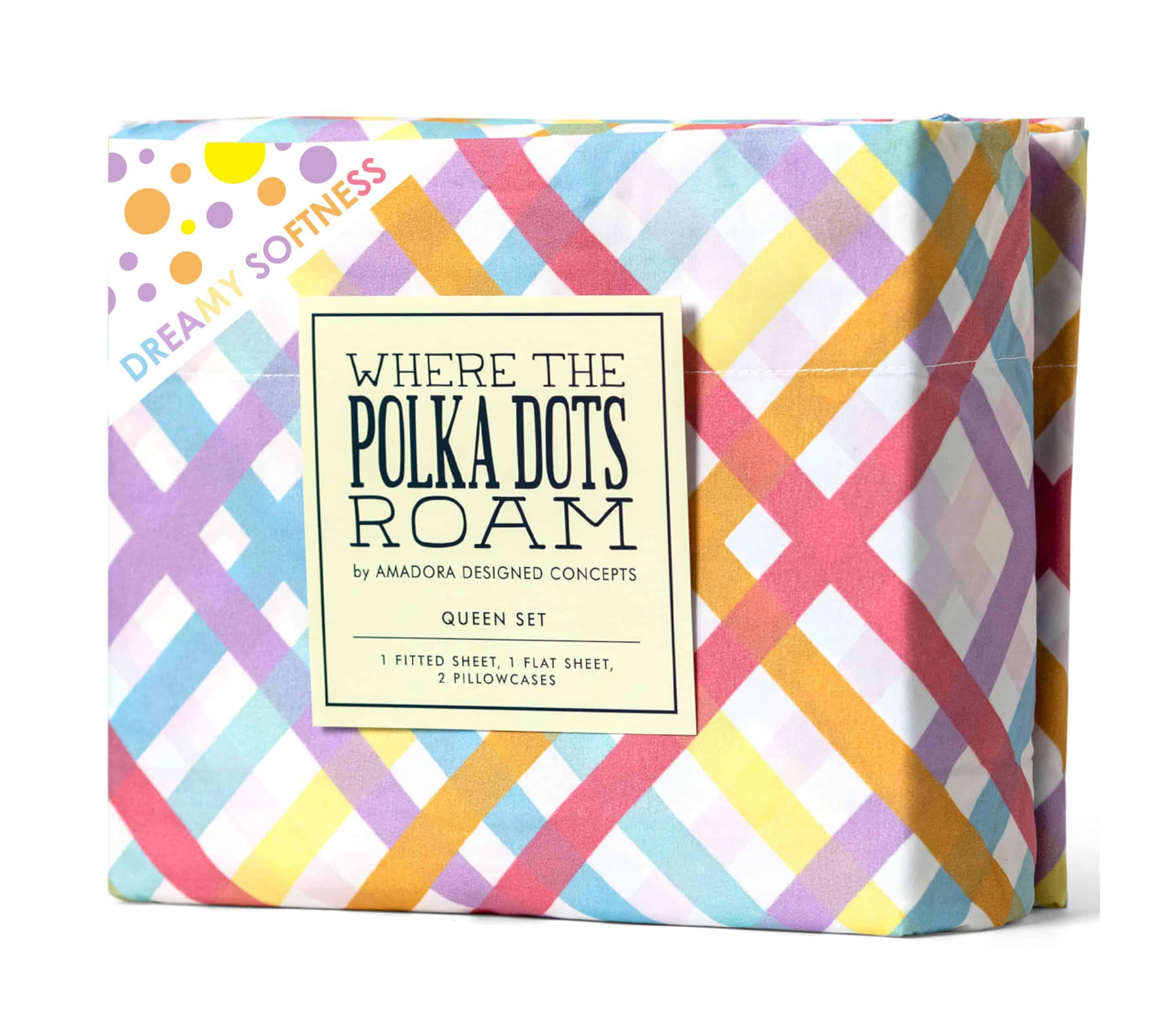 Juego de Sábanas de Cuadros Vichy Arcoíris Coloridos -