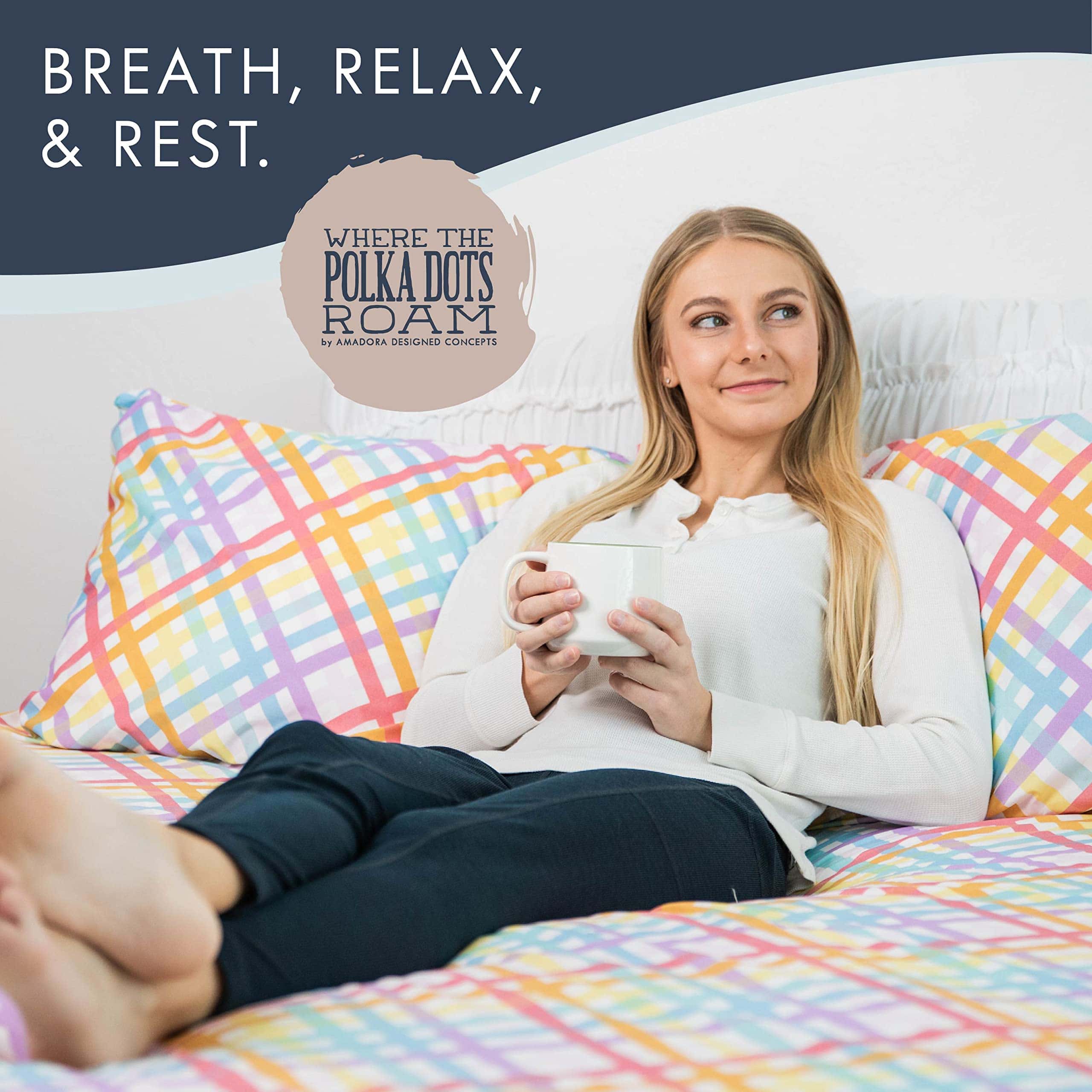 Juego de Sábanas de Cuadros Vichy Arcoíris Coloridos - - Imagen 5