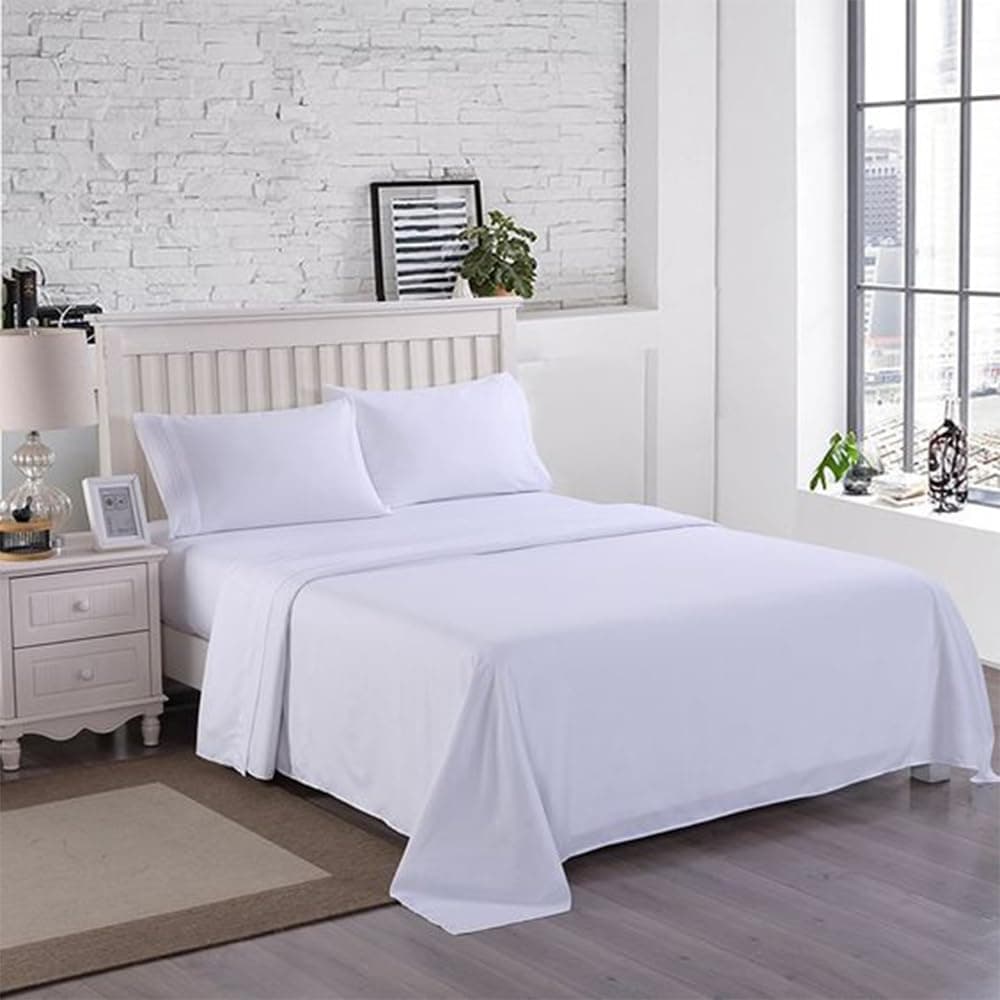 Juego de sábanas blancas tamaño Queen de Bunny's Home de 4