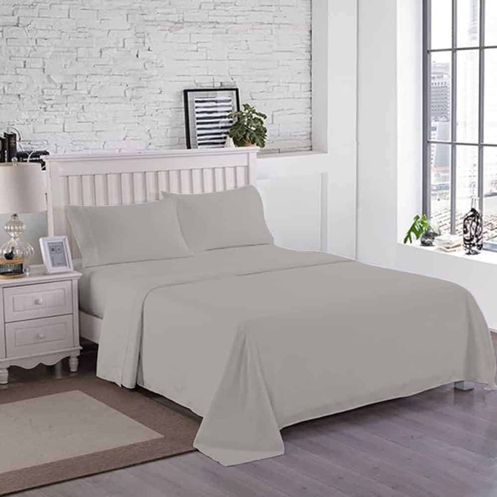 Juego de sábanas completa en gris claro para cama Full de 4