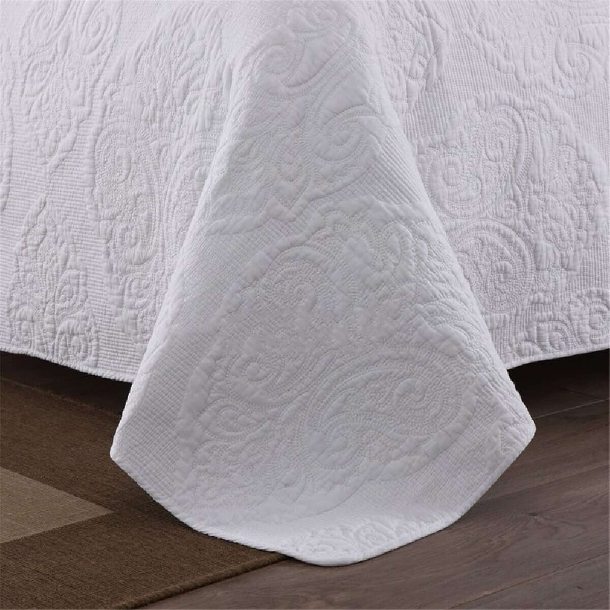 ABREEZE Colcha de Reina de Paisley en Algodón Blanco Juego - Imagen 7