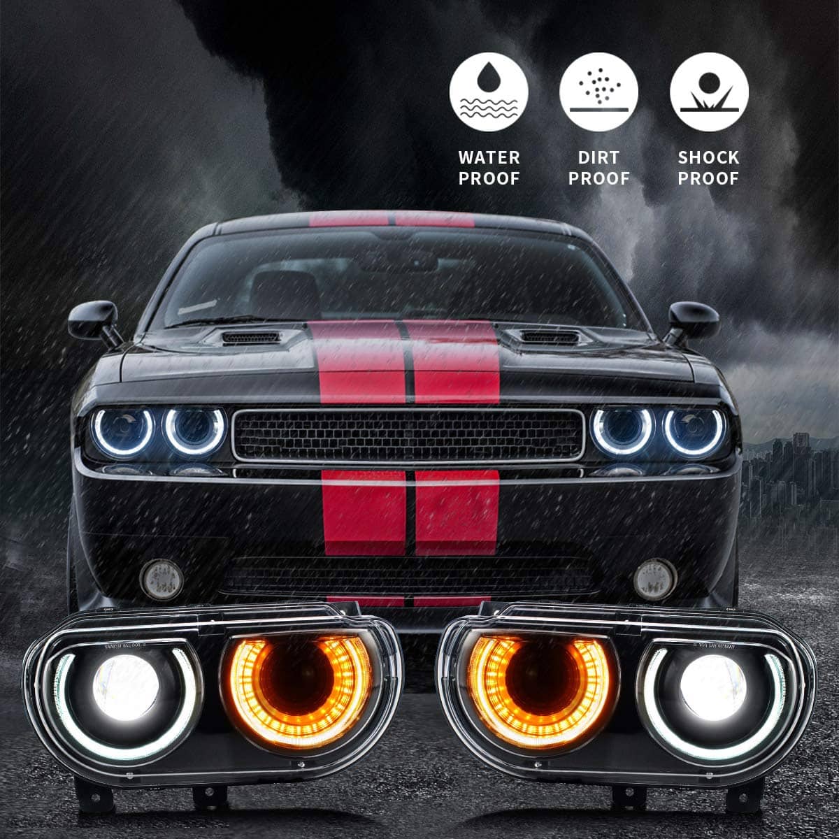 Faros LED del proyector VLAND para Dodge Challenger 3ra - Imagen 3