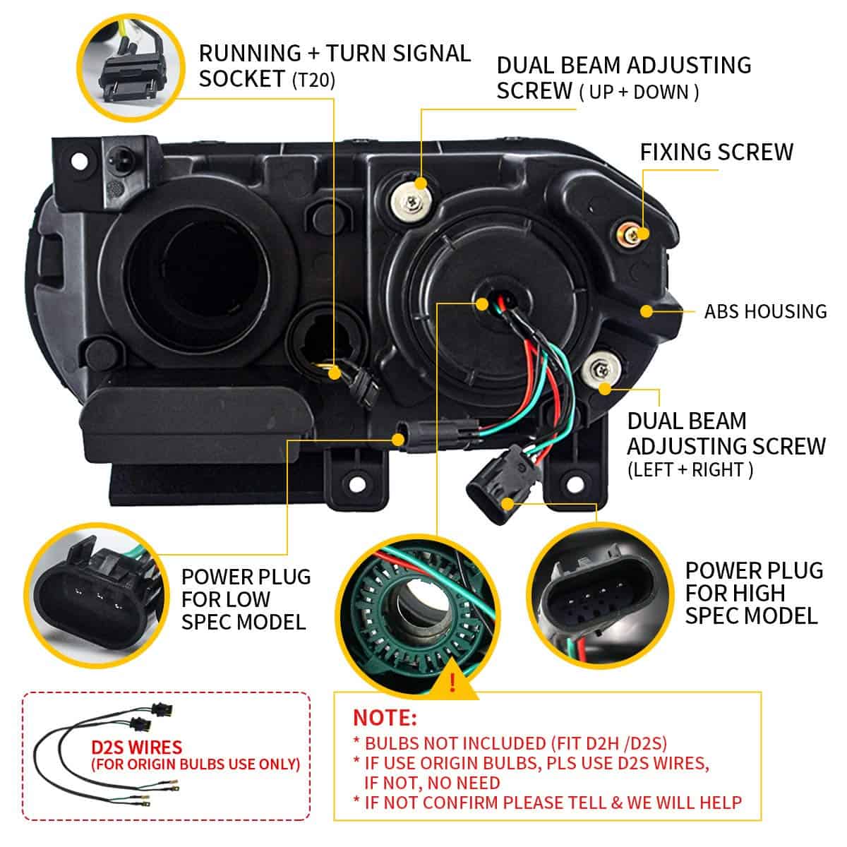 Faros LED del proyector VLAND para Dodge Challenger 3ra - Imagen 6