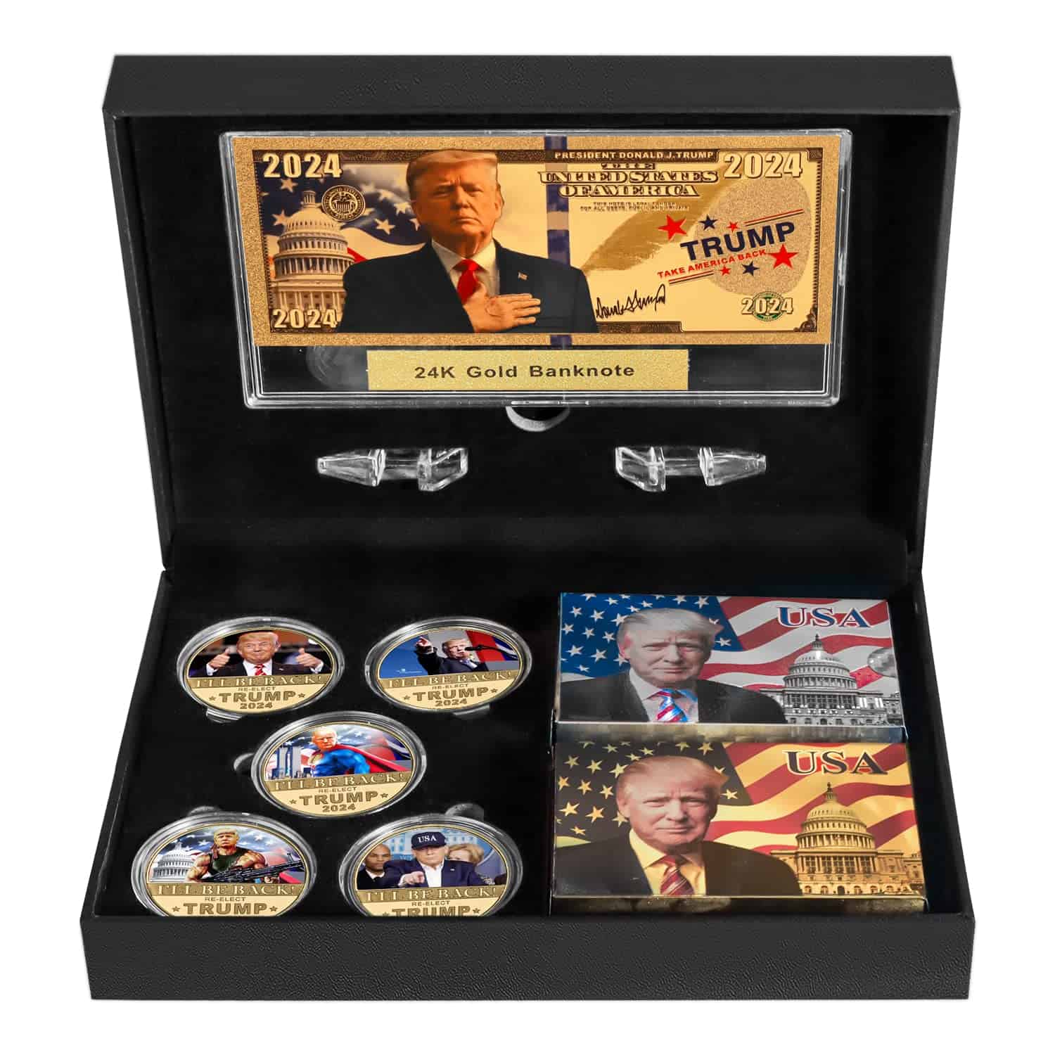 SW 5 PCS Moneda Conmemorativa Trump 2024, Juego de Cartas