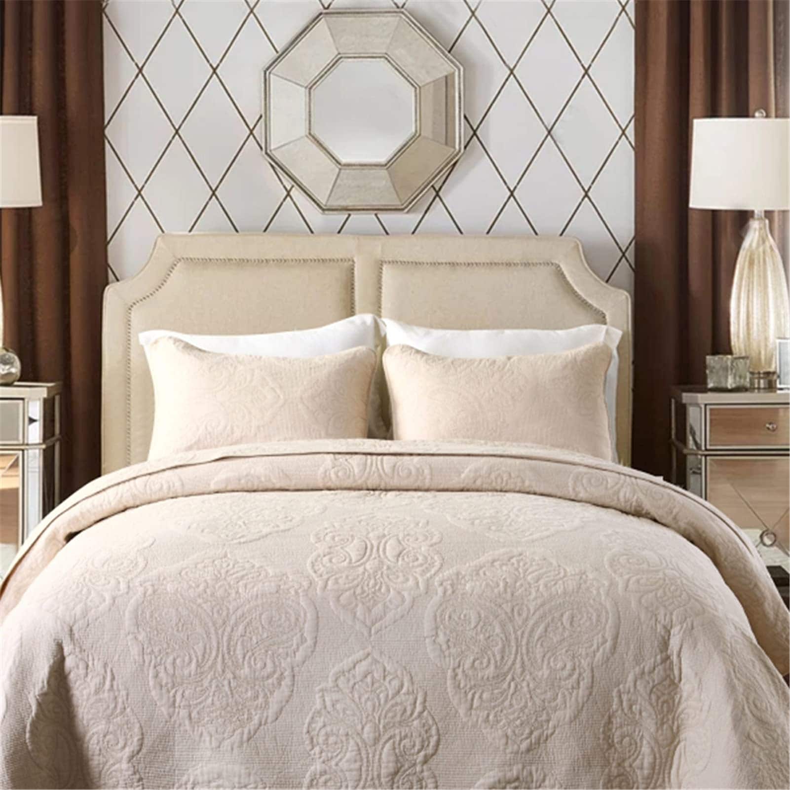 ABREEZE Juego de Edredón de Algodón de Tamaño King Crema - Imagen 8