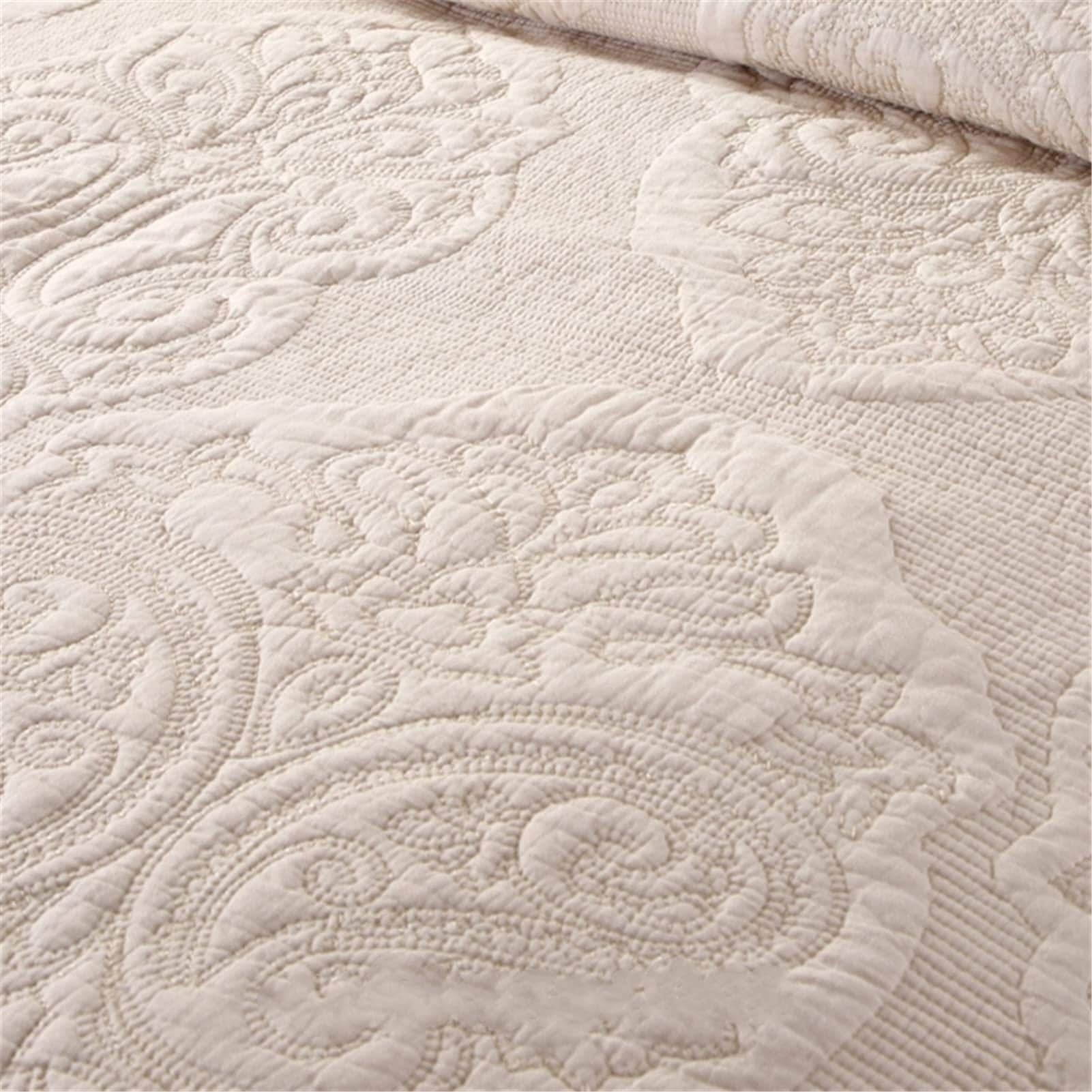 ABREEZE Juego de Edredón de Algodón de Tamaño King Crema - Imagen 6