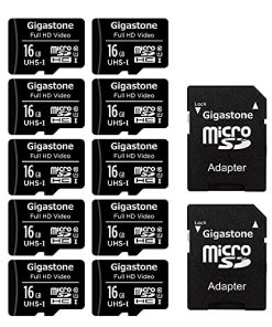 [Gigastone] Paquete de 10 Tarjetas Micro SD de 16GB, Video
