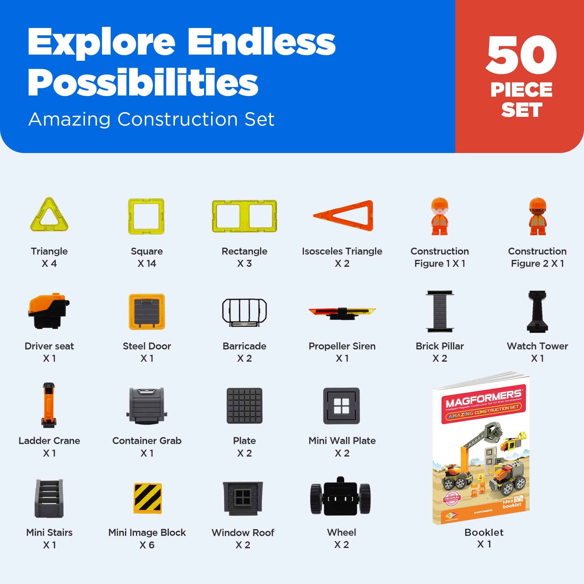 Set de Construcción Increíble Magformers 50 Piezas - - Imagen 7