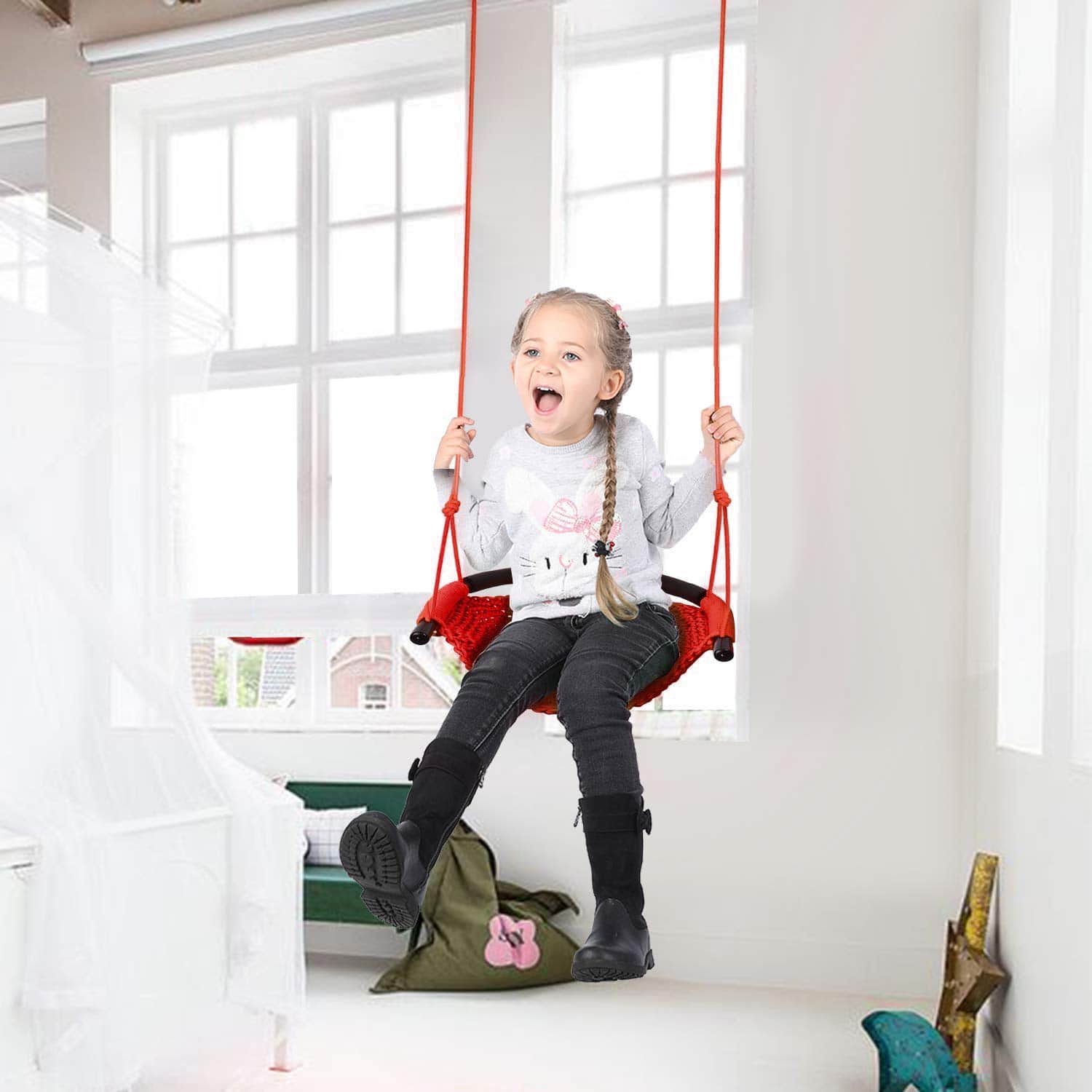 Asiento de Columpio para Niños con Cuerda Resistente para - Imagen 9