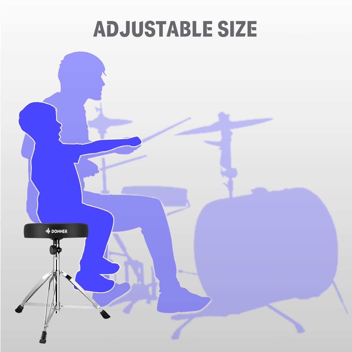 Set de banqueta de tambor Donner, asiento acolchado - Imagen 7