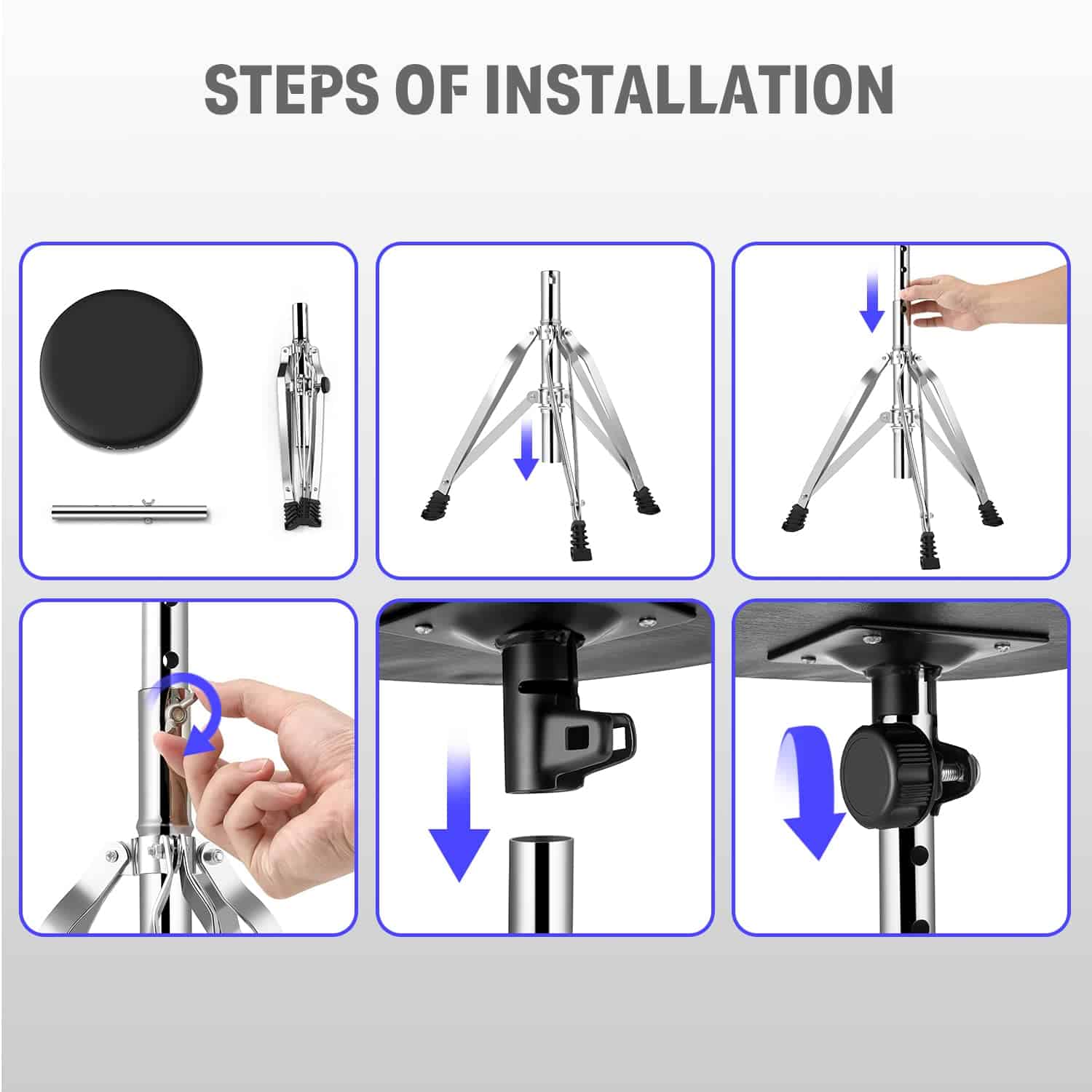 Set de banqueta de tambor Donner, asiento acolchado - Imagen 6