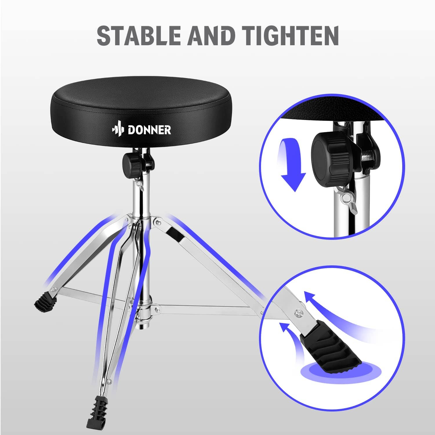 Set de banqueta de tambor Donner, asiento acolchado - Imagen 5