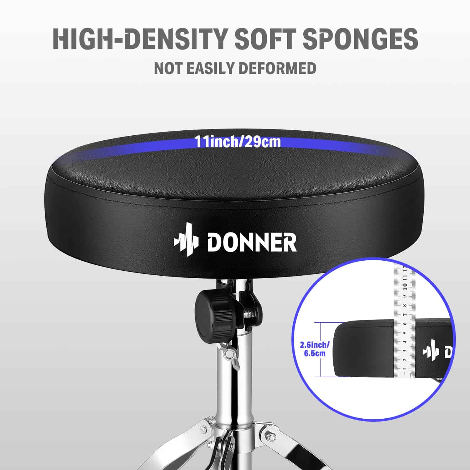 Set de banqueta de tambor Donner, asiento acolchado - Imagen 3