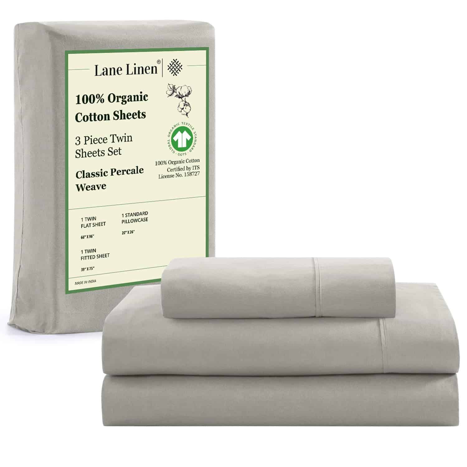 Juego de sábanas de algodón orgánico 100% Lane Linen tamaño