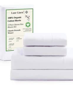 Juego de sábanas de algodón orgánico Queen -Blanco puro