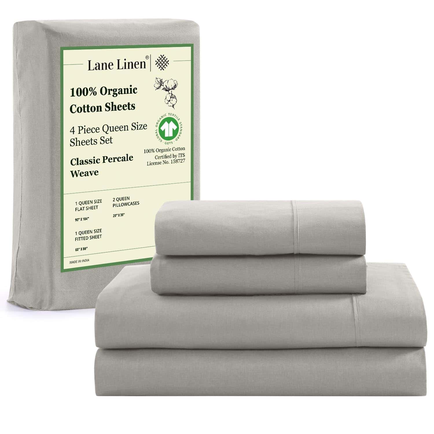 Juego de sábanas Queen Size de algodón orgánico Lane Linen,