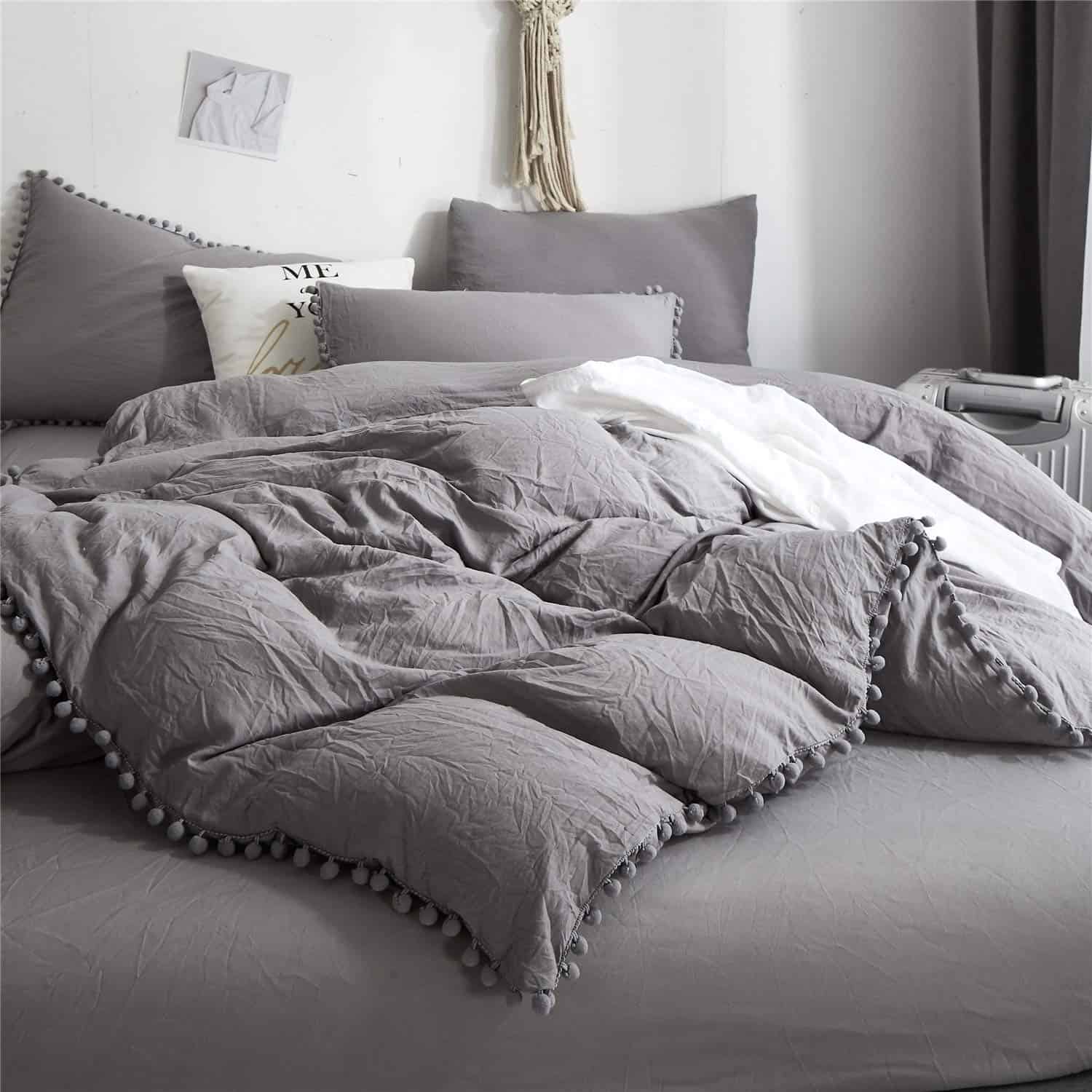 Juego de Funda de Edredón con Borlas Pom Fringe de 2 Piezas - Imagen 4