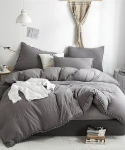 Juego de Funda de Edredón con Borlas Pom Fringe de 2 Piezas