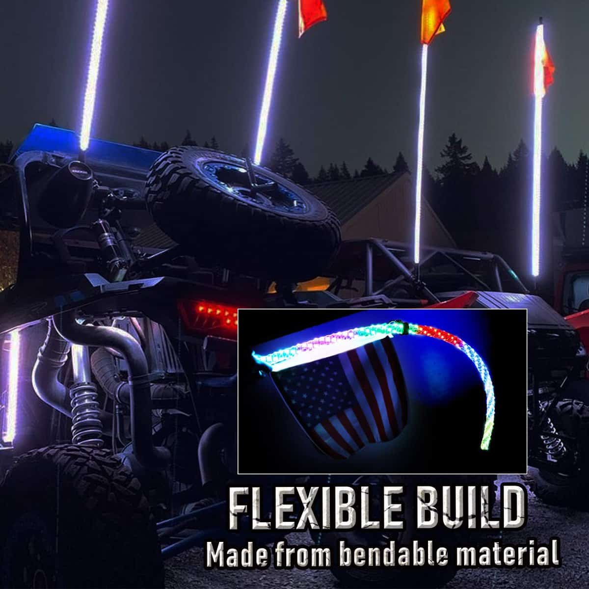 YCHOW-TECH 2PCS 4FT Spiral RGB Led Whip Light con Base de - Imagen 6