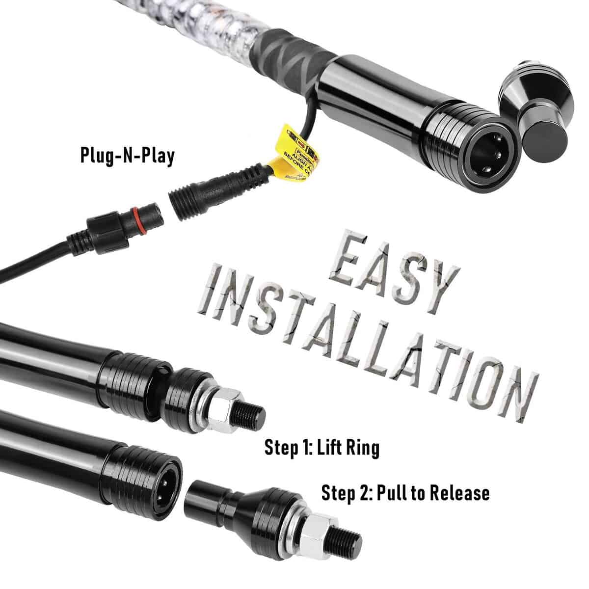 YCHOW-TECH 2PCS 4FT Spiral RGB Led Whip Light con Base de - Imagen 5