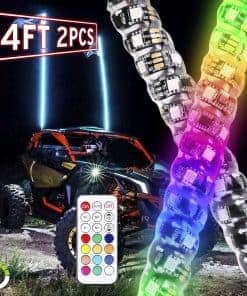 YCHOW-TECH 2PCS 4FT Spiral RGB Led Whip Light con Base de