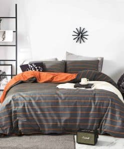 YuHeGuoJi Juego de Funda Nórdica a Rayas Naranja King 100%