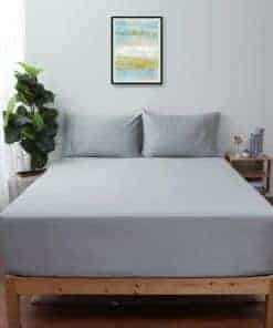 Sábana Ajustable Tamaño Queen Gris, 100% Algodón Egipcio de